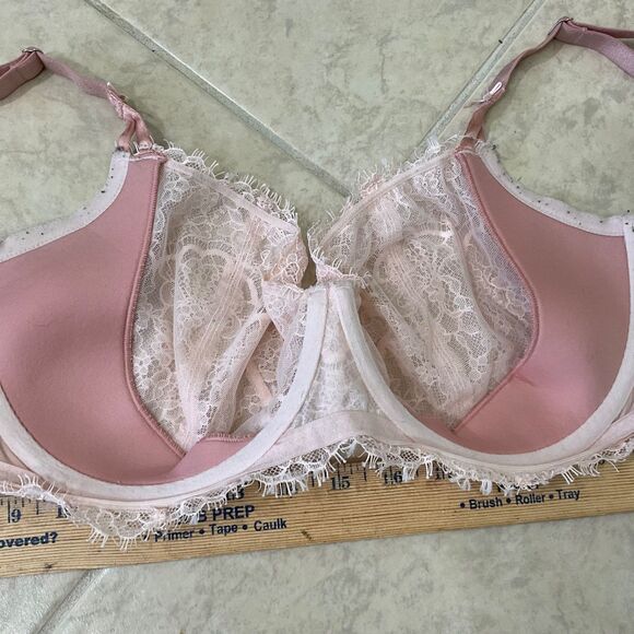 Victoria's Secret Dream Angels push up without padding 36DDD pink lace Bra bows - Picture 6 of 6
